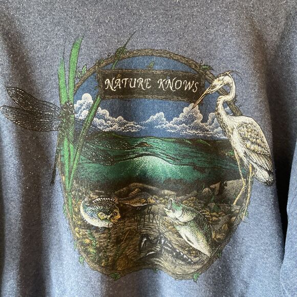 Bassett-Walker Men’s XL Sweatshirt Fishing Nature Knows Pullover Crew Neck VTG - Picture 2 of 12
